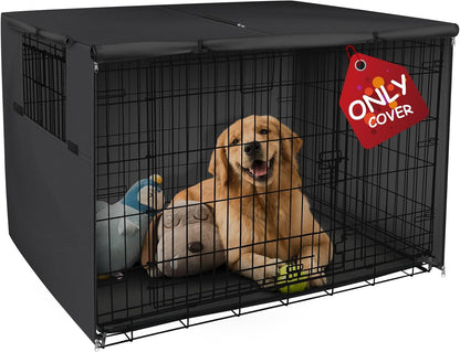 Explore Land Dog Crate Cover 42 inches front view black polyester pet kennel shade