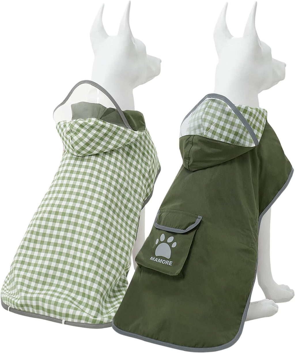 MAMORE Dog Raincoat Reversible,Waterproof Dog Rain Coat Hooded Slicker Poncho with Reflective Strip, Plaid Double Layer Rain Jacket for Small Medium Large Dogs (Light Blue, X-Small(4-9lb)) - Image 10