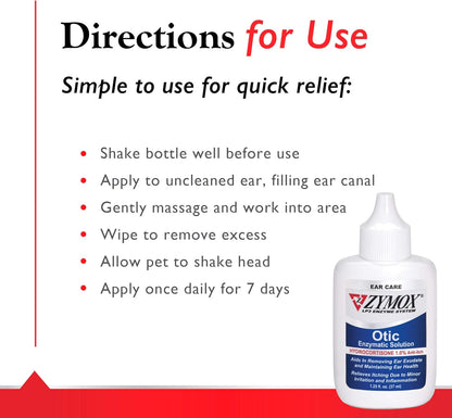 Authentic USA imported Zymox Otic enzymatic solution bottle on display