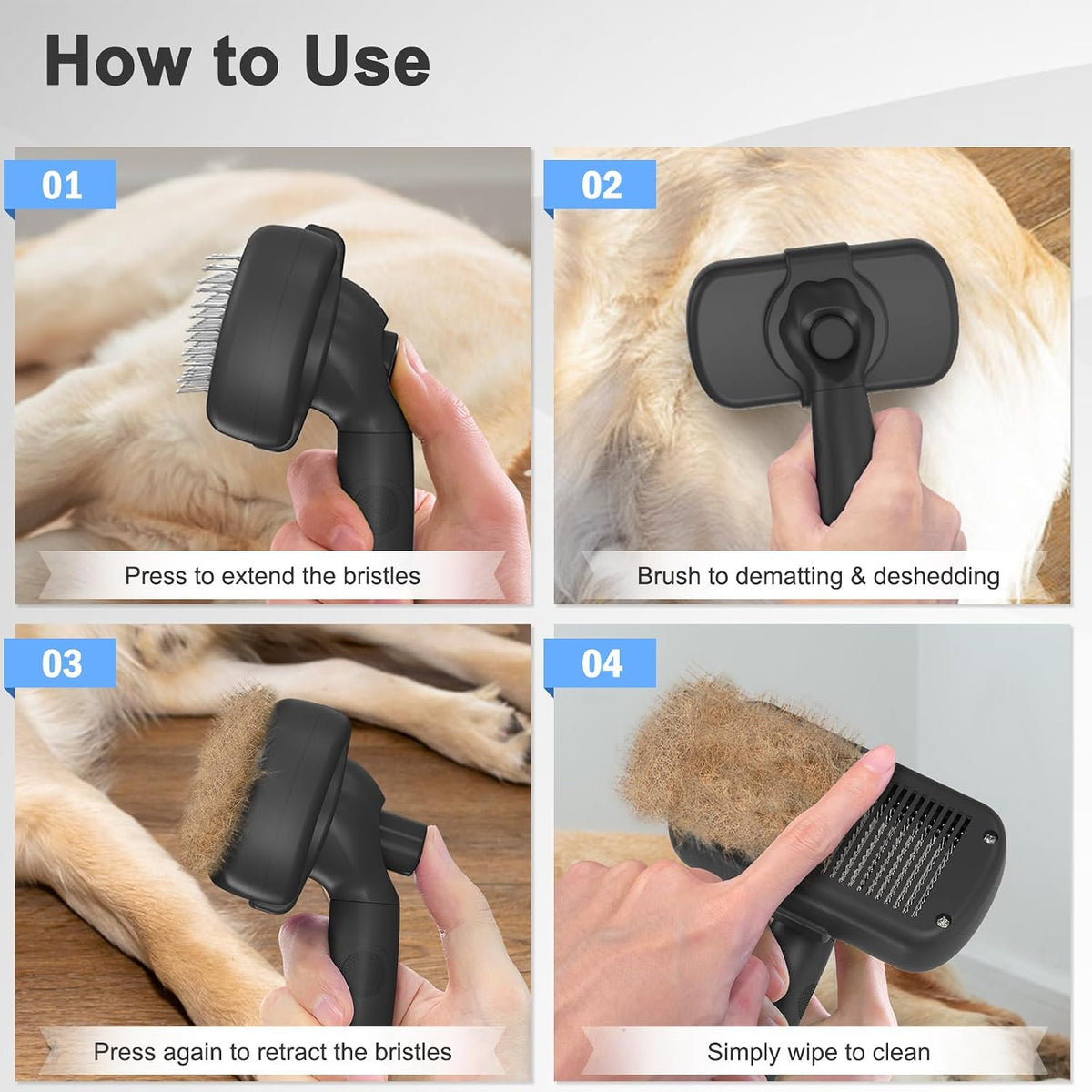 Premium packaging and sleek black design of the authentic Dipoo imported pet grooming brush.