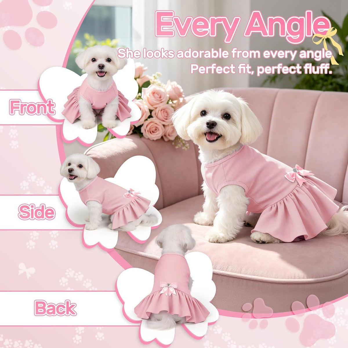 Yudodo small dog dress with rhinestone bowtie