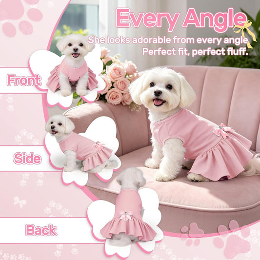 YUDODO breathable puppy clothes back view highlighting the sparkling rhinestone bowtie.