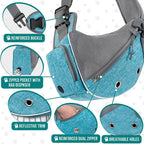 Close up of PetAmi pet sling poop bag dispenser feature