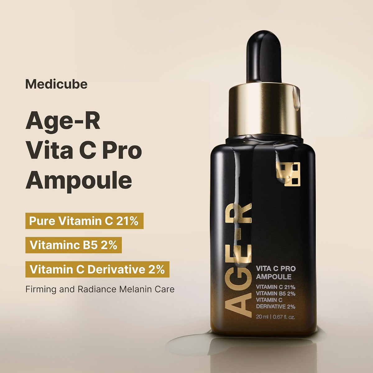 Medicube Age-R Vita C Pro Ampoule application on face