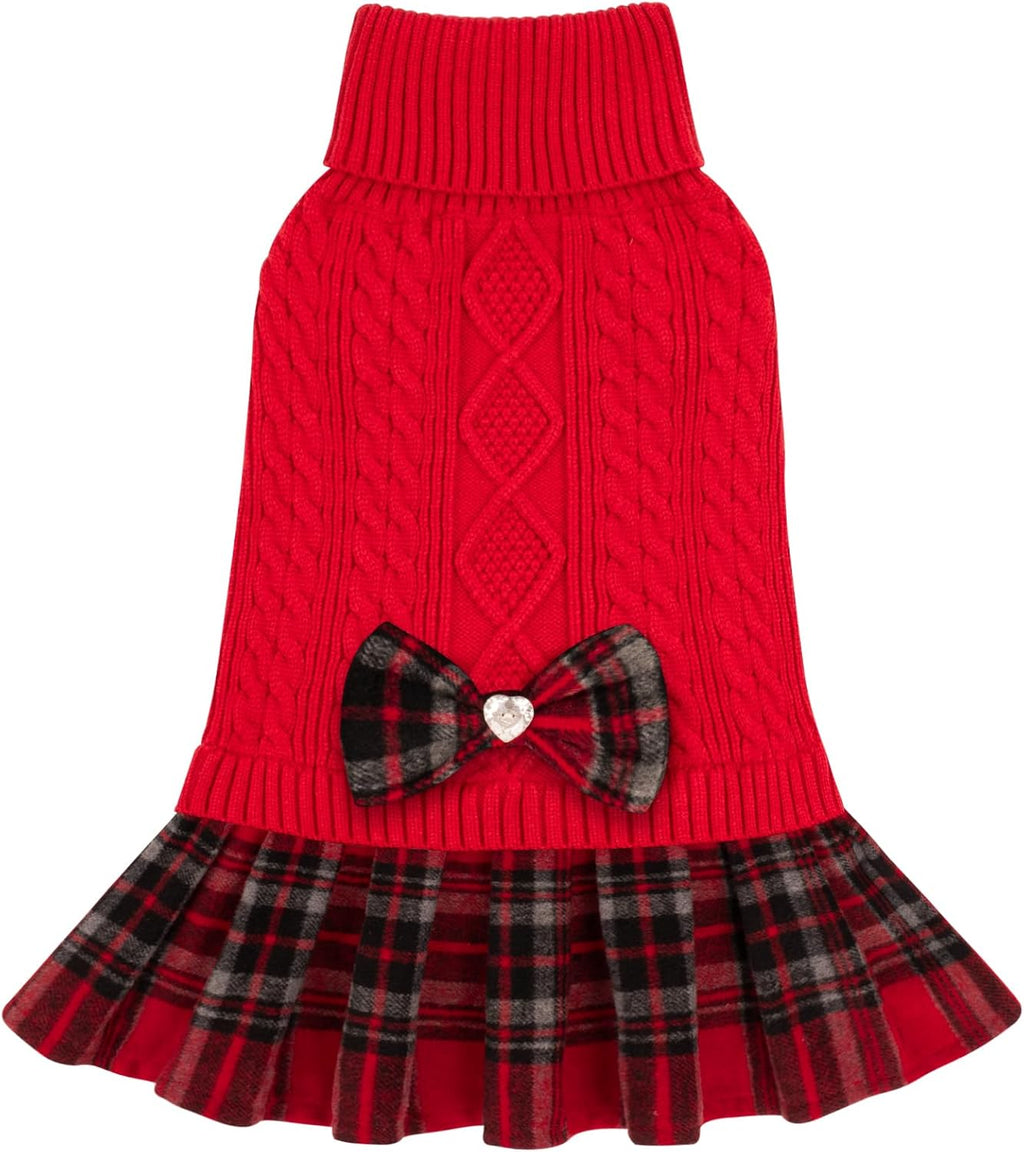 KYEESE Dog Sweater Stretchy Dogs Clothes Soft Turtleneck Pet Sweater Dress Pet Coats with Bowtie Thick Knitwear Warm Pullover Dog Sweaters for Medium Dogs Girl for Cold Weather Winter - Image 9