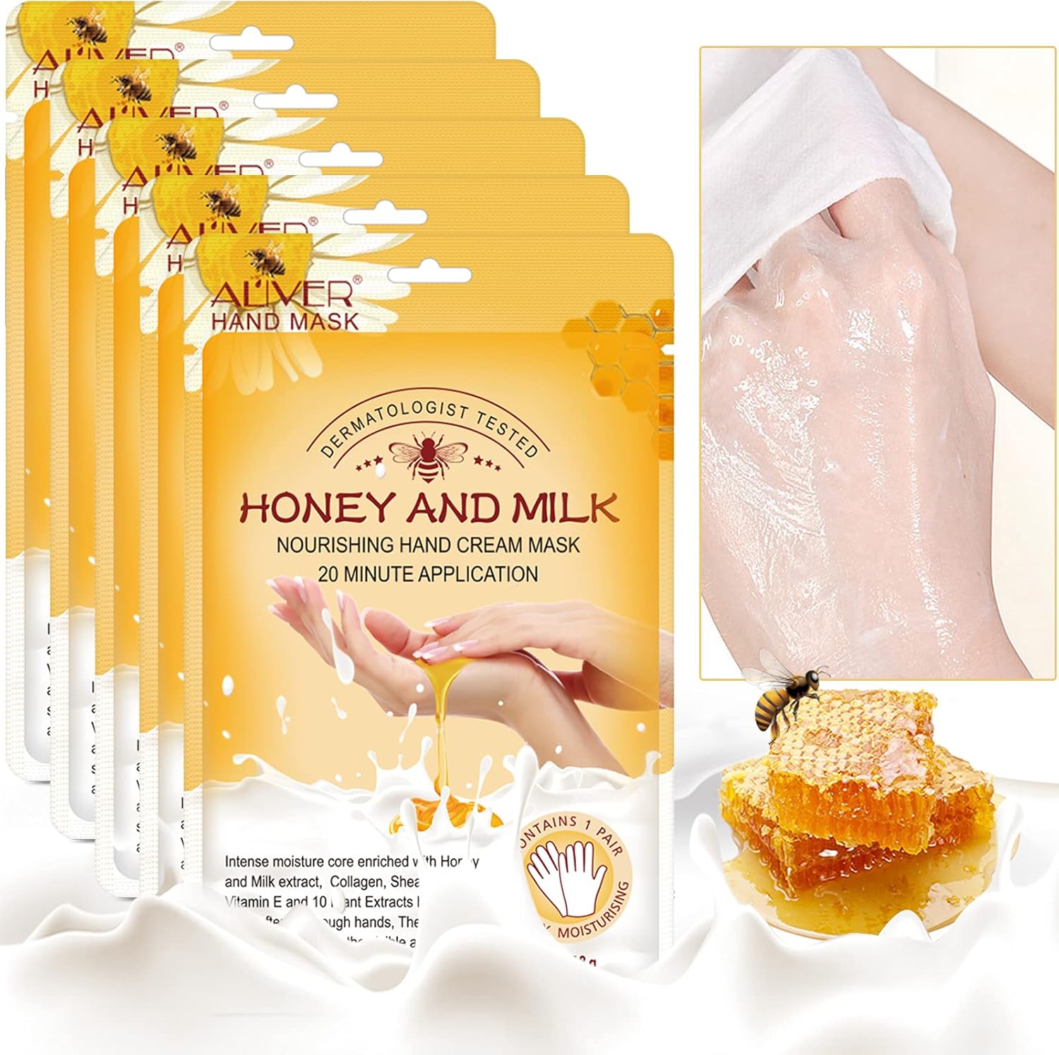 Zixaok moisturizing hand mask gloves 5 pairs pack front view