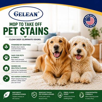 Gelean 128 ounce pet stain remover back label view showing directions