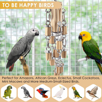 Premium stainless steel bird toy installed inside a large aviary cage.