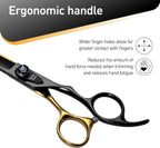 Premium 440C stainless steel pet shears close up on the sharp convex edge blades