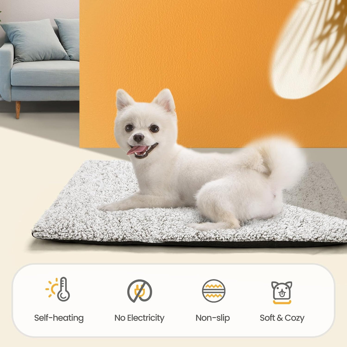 Removable cover with zipper open on the Mora Pets thermal pet bed mat