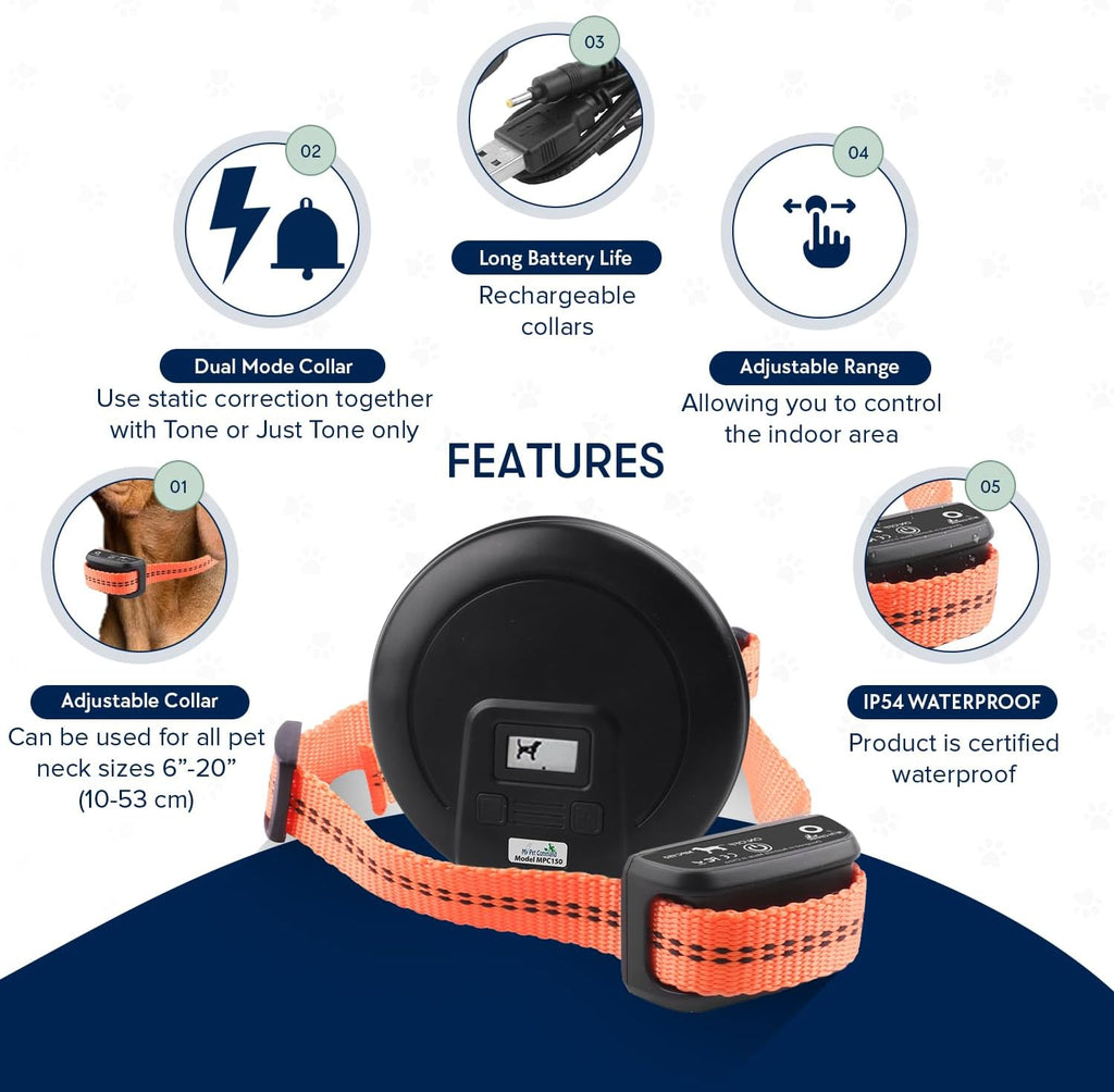 Pet barrier kit components including wireless disk and black nylon collar