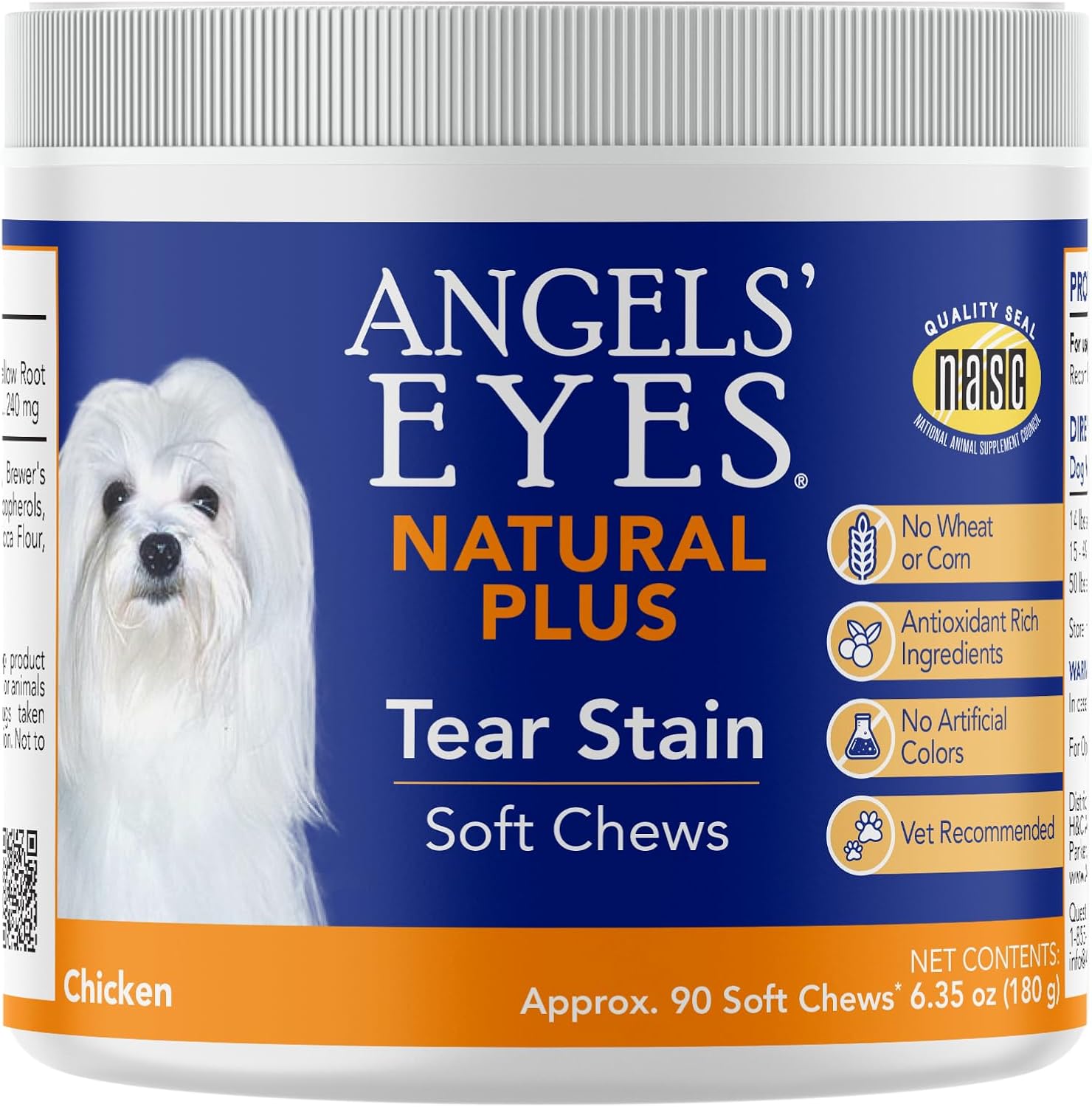 Angels' Eyes Natural Tear Stain Prevention Soft Chews container front view
