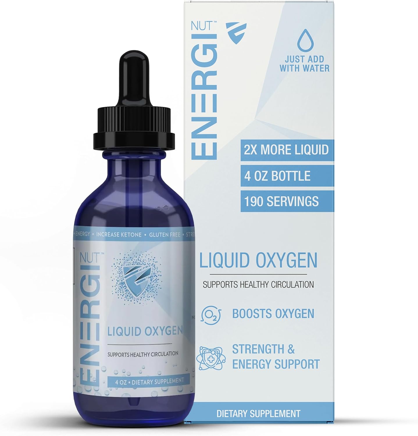 ENERGI Nut Liquid Oxygen Drops 4 ounce bottle front view for energy boost