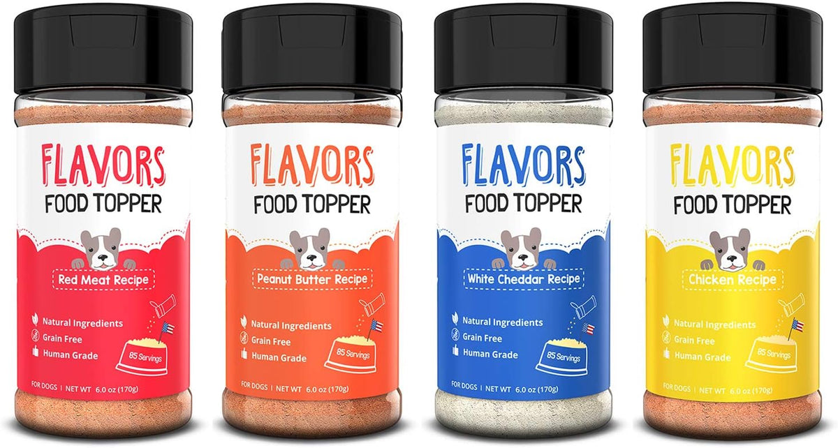 BEAUMONT BASICS all natural four recipe dog food topper gift set package.