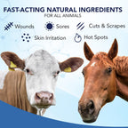 Fast acting Noveha skin repair spray for animal sores