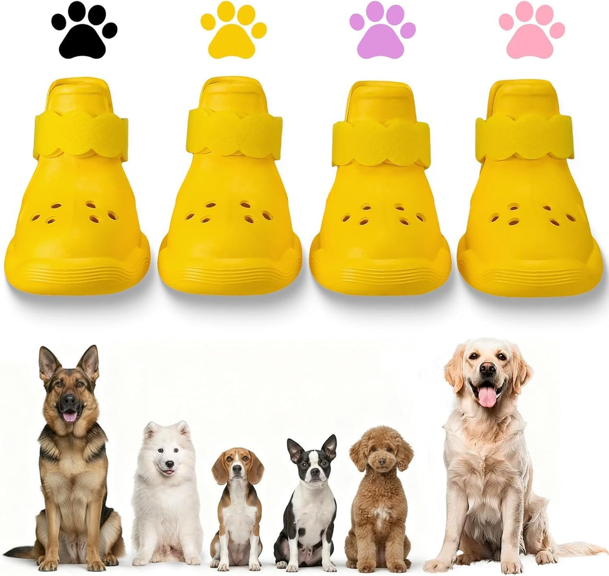 Dog Shoes for Hot Pavement and Snow - Waterproof, Non-Slip, Breathable Booties with Adjustable Straps for Small Medium, and Large Dogs (Pink, S) - Image 11