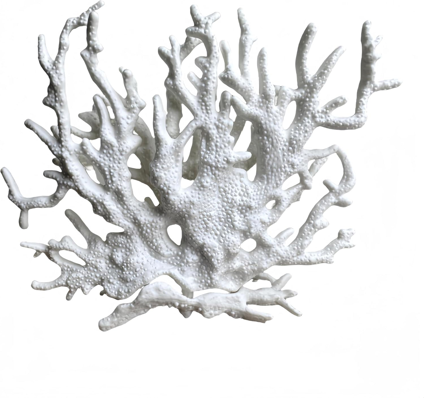 SwandTanpand fish tank coral decoration front view showcasing the white branching resin texture in a clean aquarium setup.
