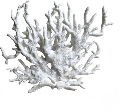 SwandTanpand fish tank coral decoration front view showcasing the white branching resin texture in a clean aquarium setup.