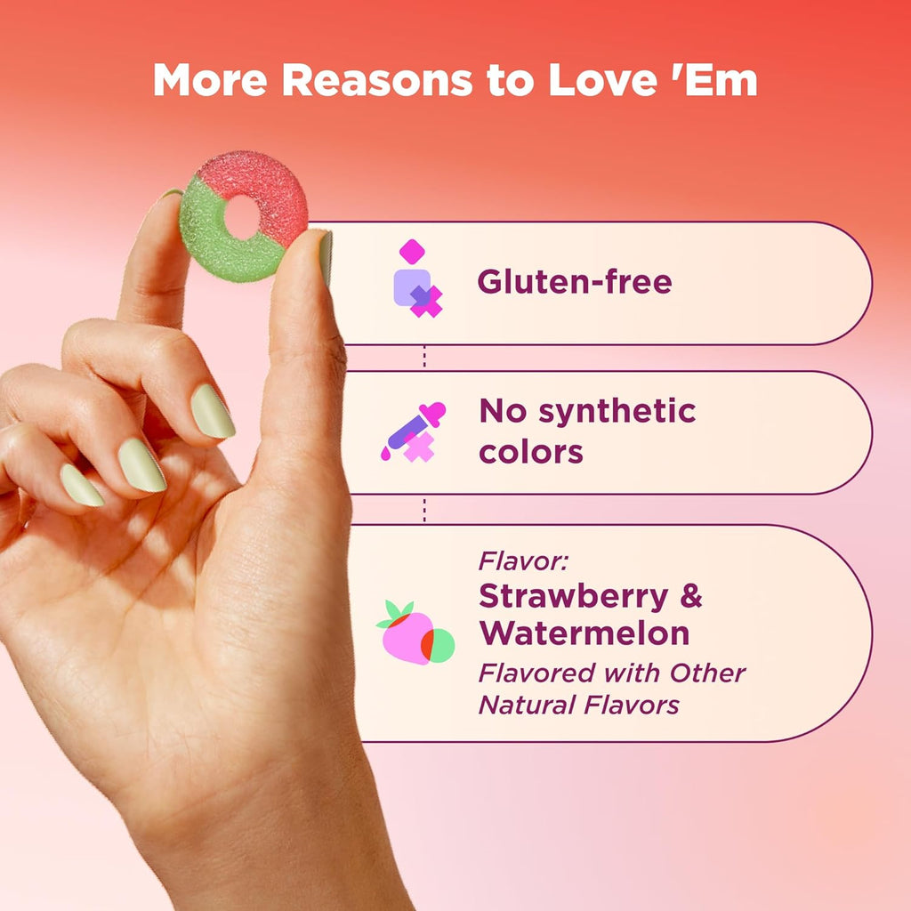 Olly Fiber Gummy Rings ingredient information close up