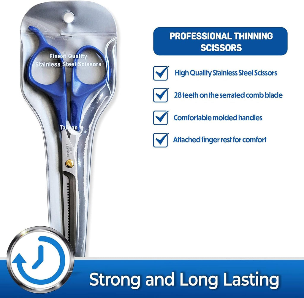 Blunt tip dog hair cutting scissors close up showing safe edge design