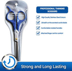 Blunt tip dog hair cutting scissors close up showing safe edge design