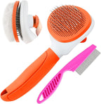 Cat Brushes for Indoor Cats, Dog Brush for Shedding with Metal Cat Comb, Self Cleaning Pet Hair Brush with Release Button for Grooming Kitten(Pink) - Image 10
