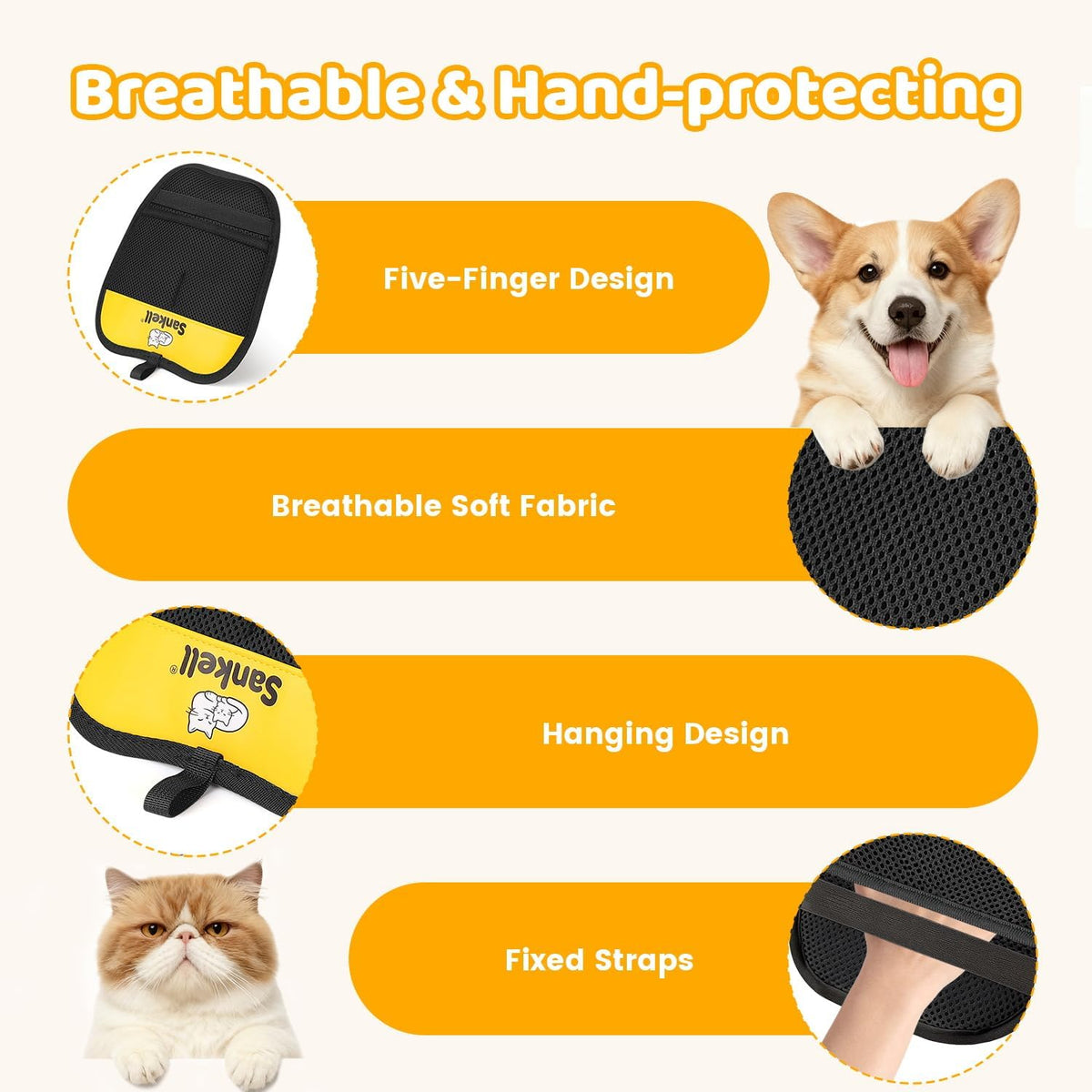 Sankell reusable glove showing hair removal results on clothing