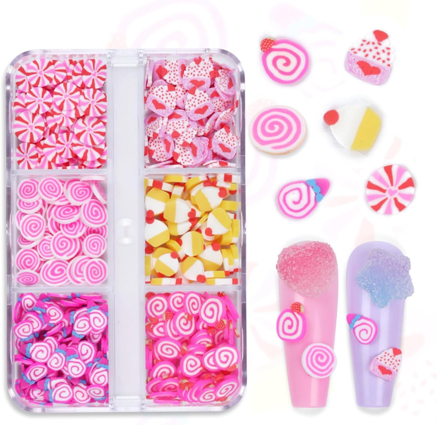 Tyuimhx 6 Grids Sweet Food Nail Art Slices front view