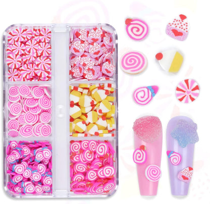 Tyuimhx 6 Grids Sweet Food Nail Art Slices front view