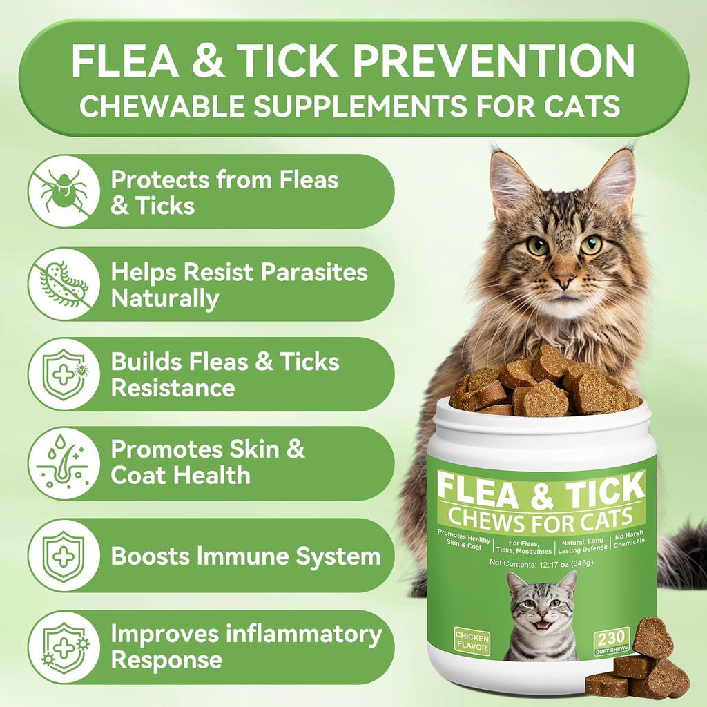 ColEaze natural feline flea supplement 230 soft chews nutritional facts