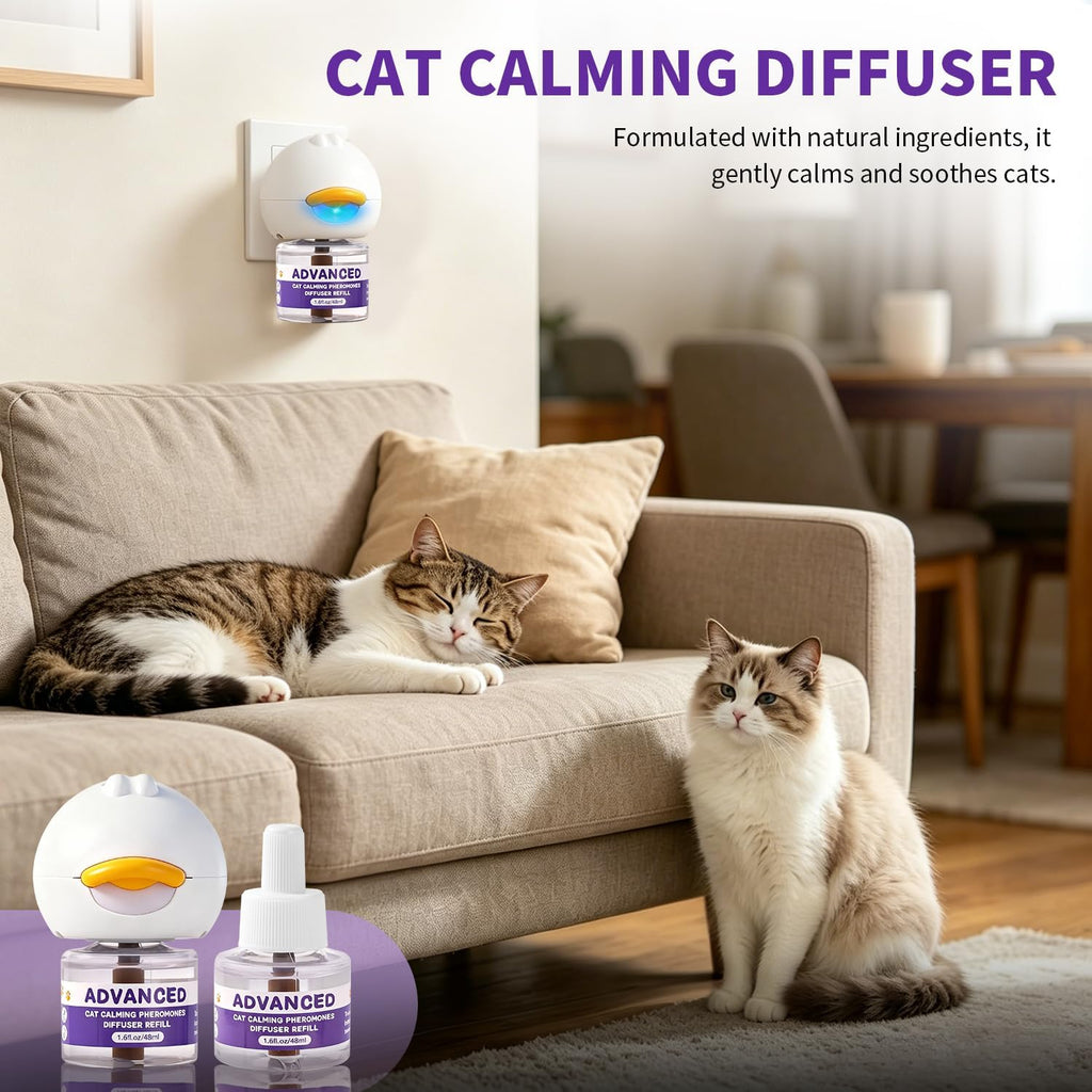 Cat Calming Diffuser Kit with 2 Diffusers & 4 Refills (48mL Each), Cat Pheromones Calming Diffuser for Cat Anxiety Relief, Stress Reduction & Behavior Support, 30-Day Refills, Suitable for All Cats - Image 7