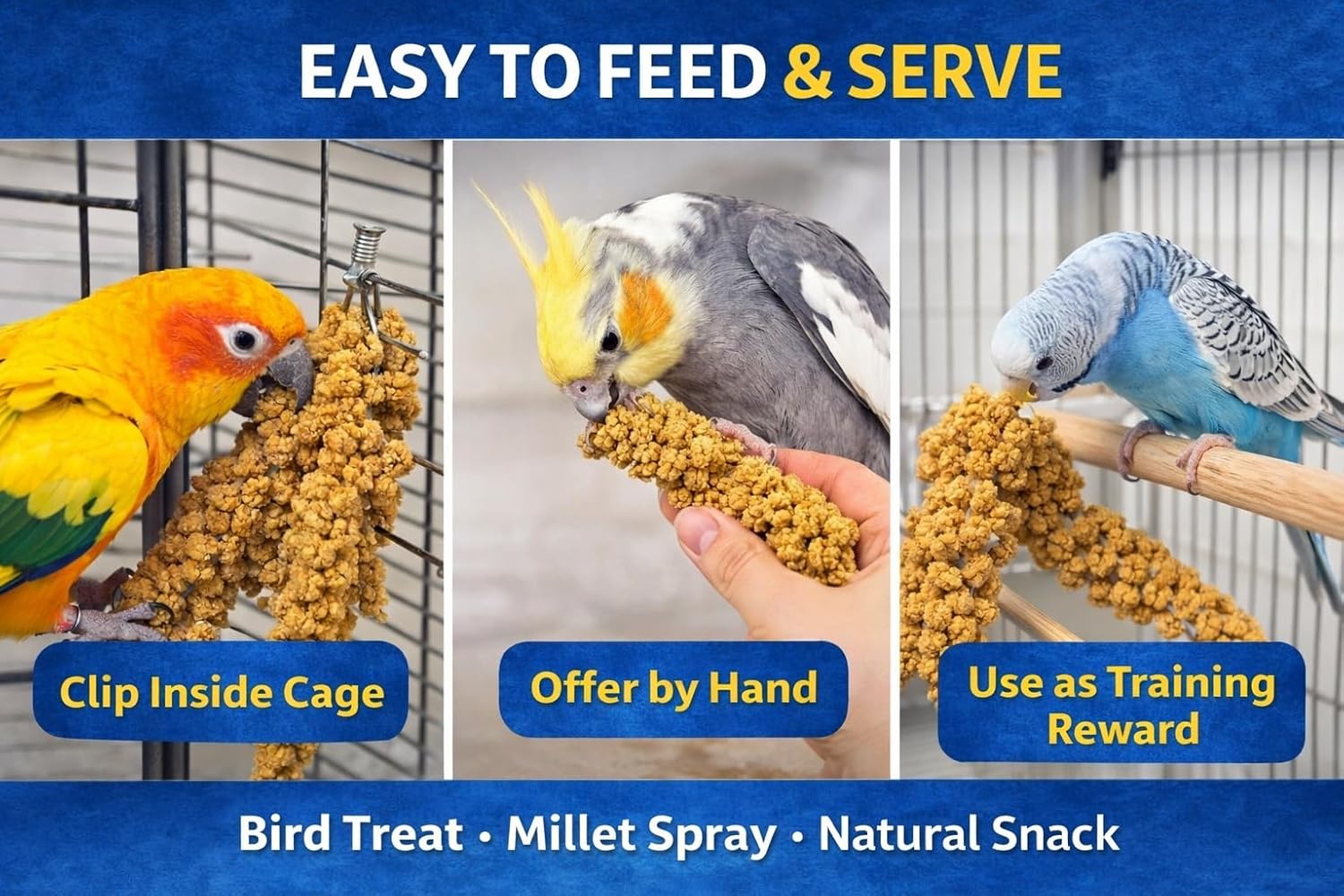 Non GMO millet spray bird treat packaging details