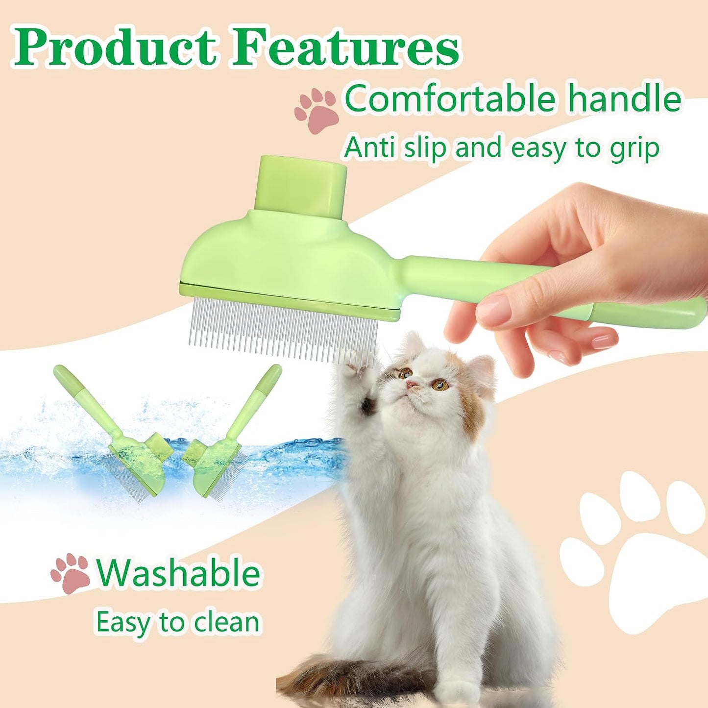 KoovDem flea comb with self-cleaning release button