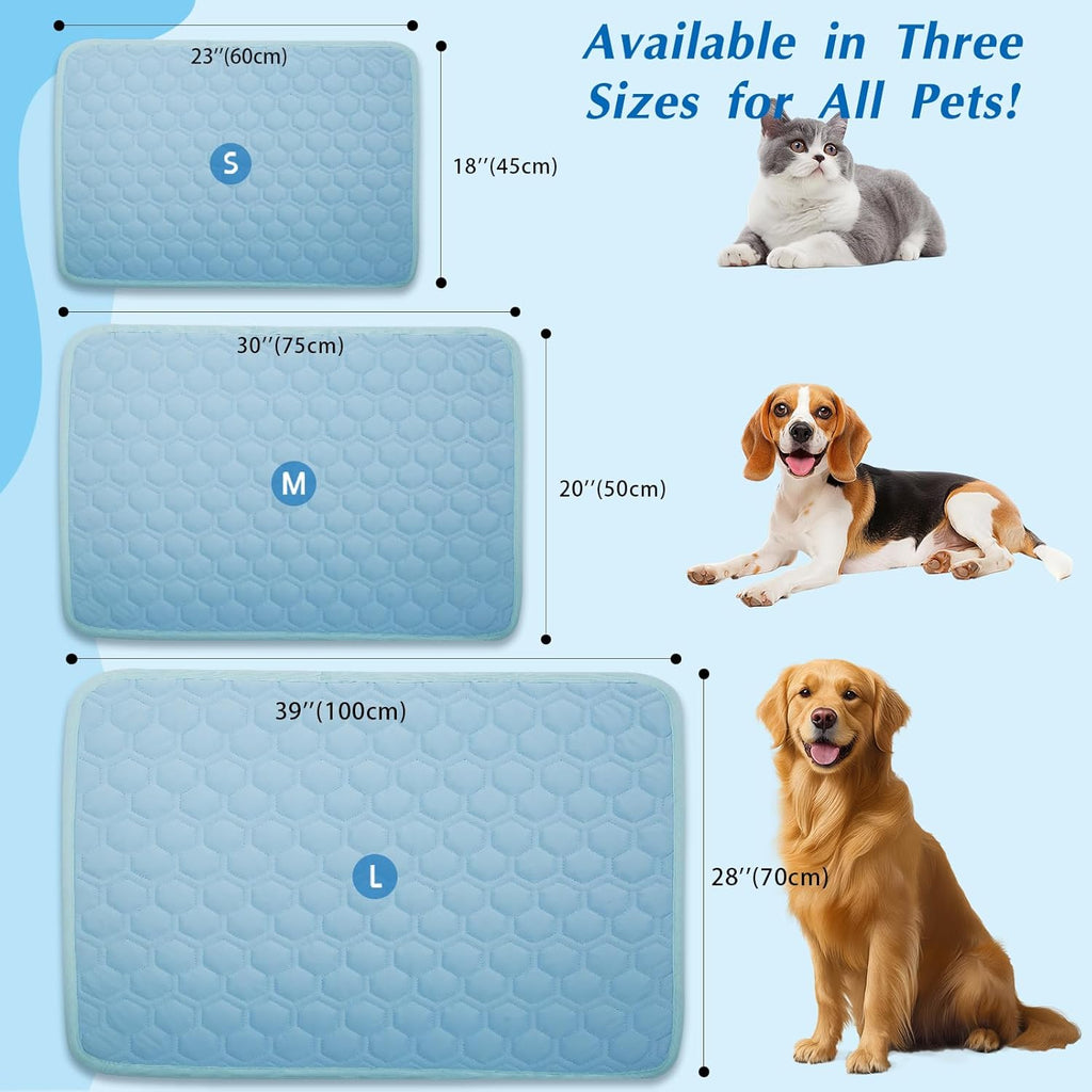 Mannice non toxic pet chill pad spread out on a living room floor