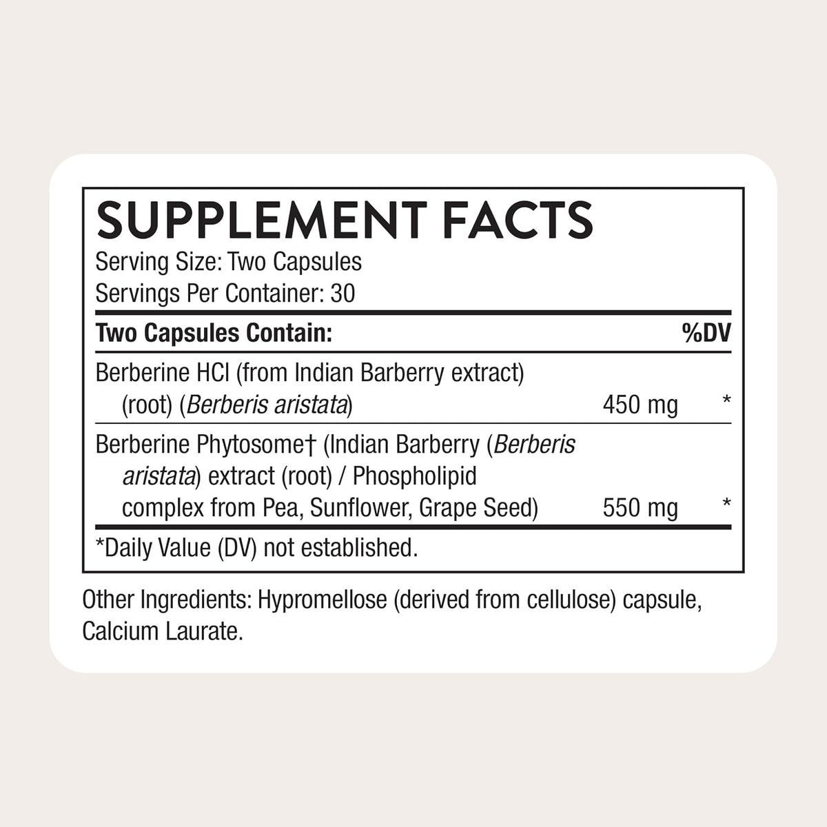 Thorne Berberine 60 capsules packaging side profile