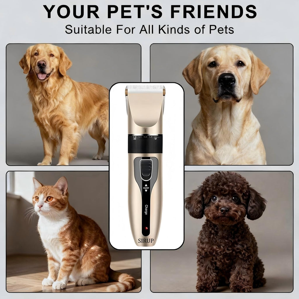 Close up of the titanium and ceramic blades on the SIRUP cordless pet clipper.