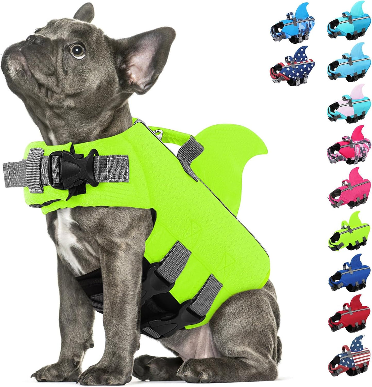 Dog Life Jacket Shark Life Vest for Dogs, Adjustable Swmming Vest with High Buoyancy, Safety Lifesaver with Rescue Handle for French Bulldog Small Medium Breeds, Blue S - Image 10