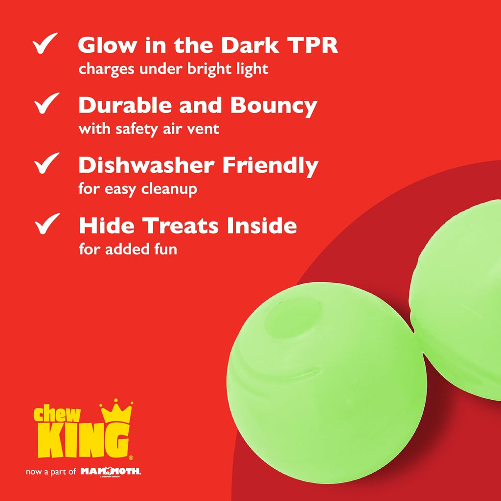 Two pack Chew King glowing fetch balls for pets