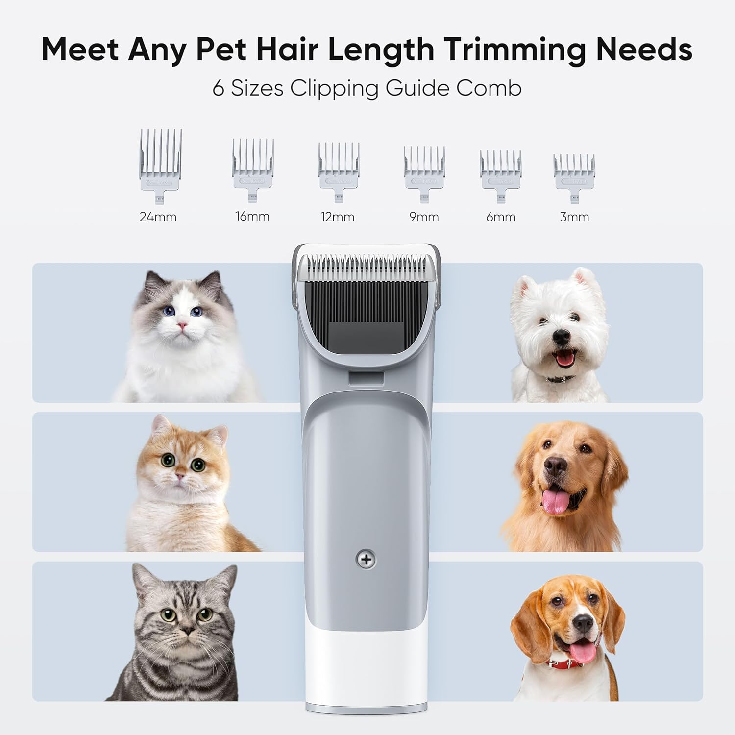 Newbulig pet care vacuum showing the three adjustable suction modes interface.