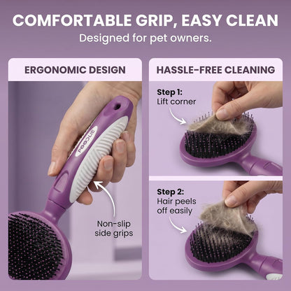 Poodlie pet comb showing thumb rest and hanger hole design