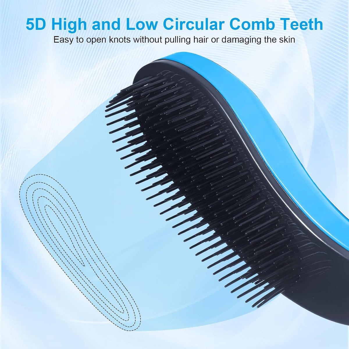 Close up of Maeelou small breed dog grooming brush in blue color.