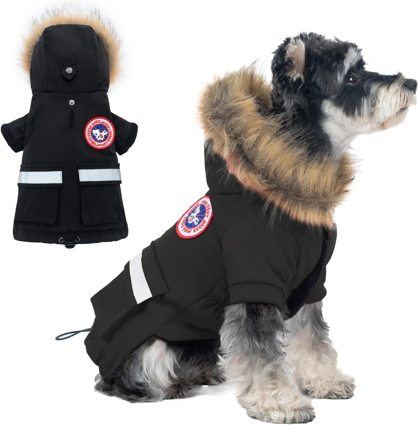 PINA Small Dog Coats - Waterproof, Warm Winter Jacket with Faux Fur Hood & Pocket - Image 9