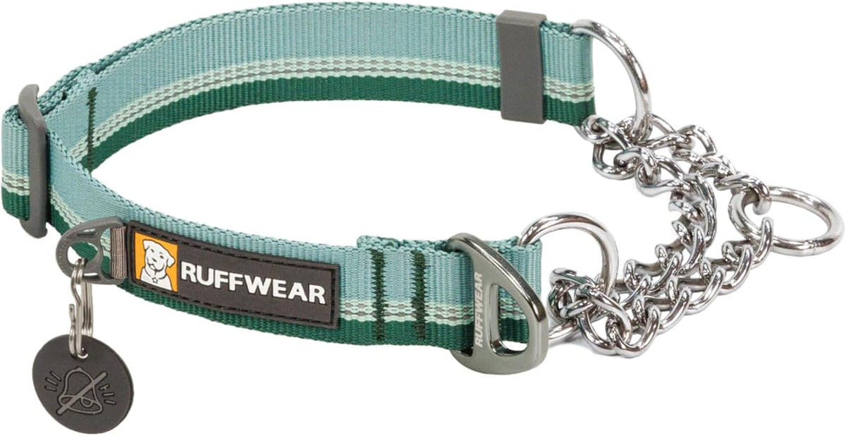 Ruffwear Chain Reaction dog collar front view in River Rock Green color
