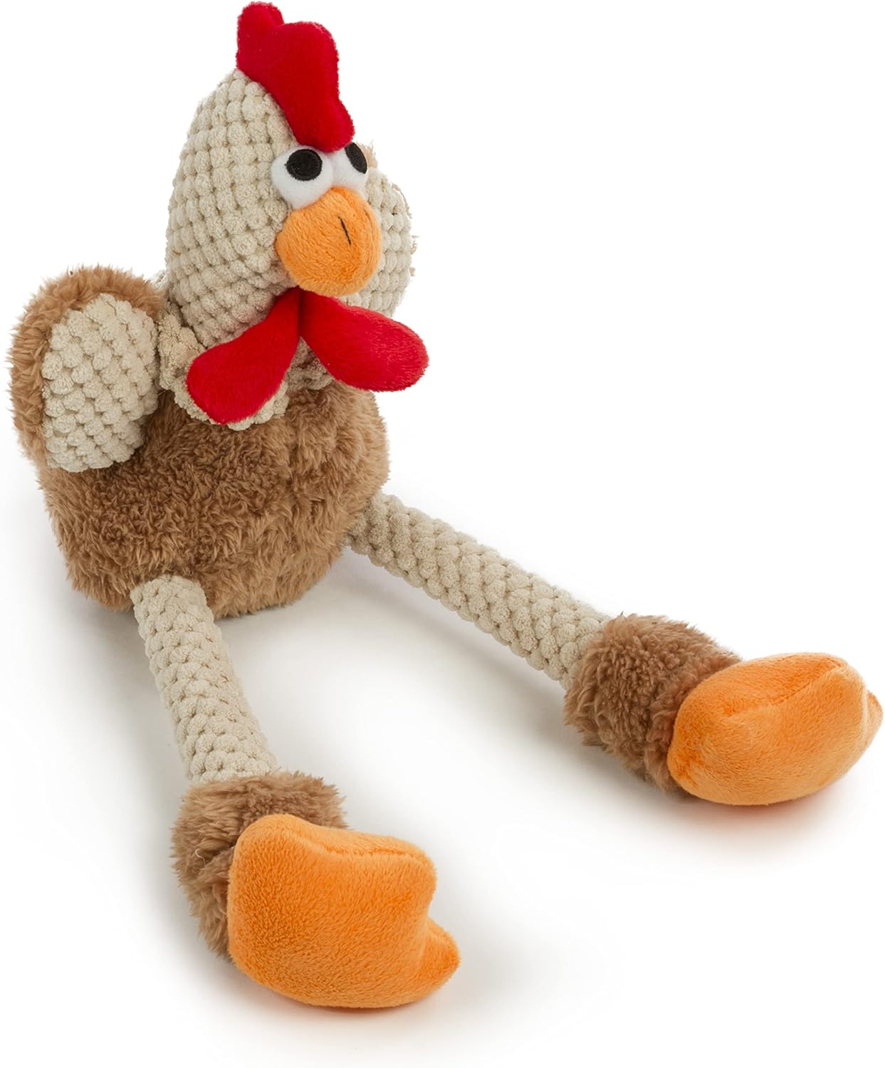 goDog Checkers Fat Rooster Squeaky Plush Dog Toy, Chew Guard Technology - White, Large - Image 15