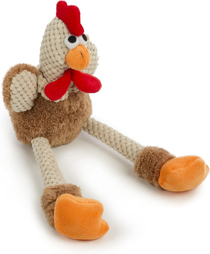 goDog Checkers Fat Rooster Squeaky Plush Dog Toy, Chew Guard Technology - White, Large - Image 15