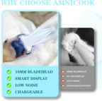 AMNICOOK safe pet hair trimmer illuminating a dog paw with its built in LED light