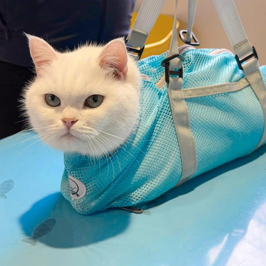 Cinf cat grooming bag with matching adjustable safety muzzle accessory