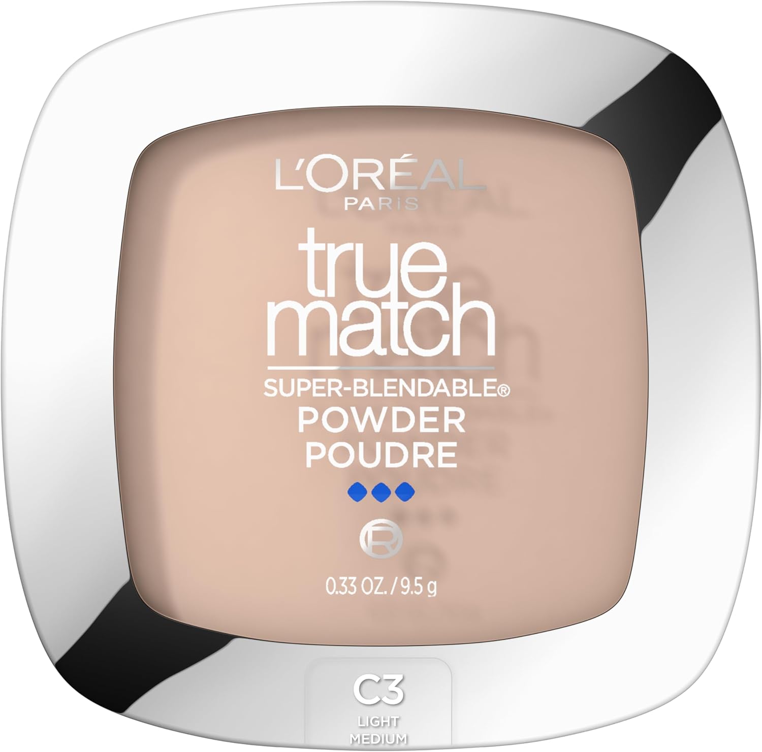 L'Oreal Paris True Match Powder C3 Light Medium front view compact container