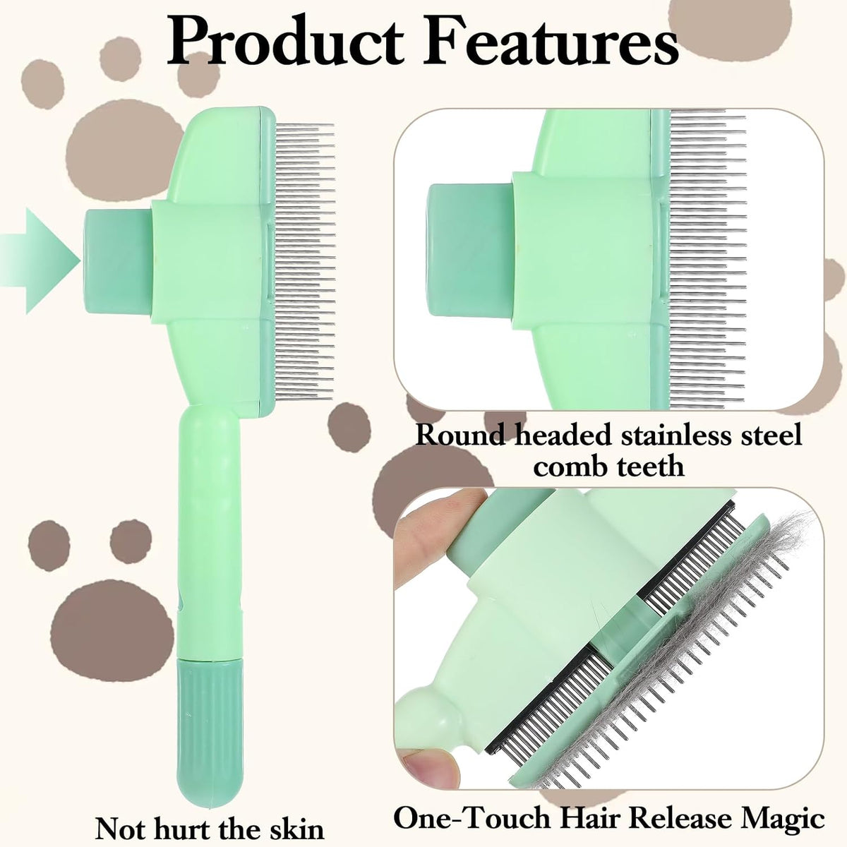 Holyenten flea brush ergonomic non slip handle close up