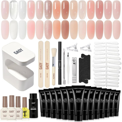Gaoy Poly Gel Nail Extension Kit with 14 colors and UV light set